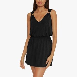 Becca Breezy Basics Smock Waist Ring Dress Cover-Up Black Small NWT